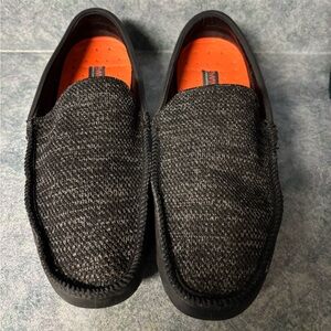 SWIMS Men's Classic Venetian Loafers in a dark grey knit material.